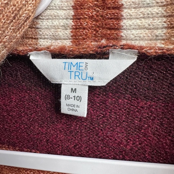 Time and True Women's Medium Red, Rust, Cream Colored Striped Open Cardi… - Picture 5 of 6